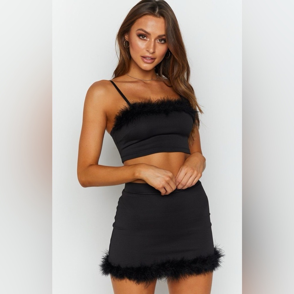 NWOT Black 2 Piece Set - Crop Cami Top & Bodycon mini Skirt Set Womens XS